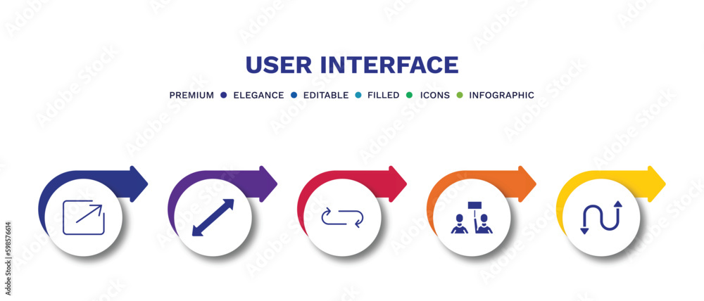 set of user interface filled icons. user interface filled icons with infographic template.flat icons such as export arrow, scale arrows, loop arrow, industrial action, bending vector. set of user interface filled icons. user interface filled icons with infographic template.flat icons such as export arrow, scale arrows, loop arrow, industrial action, bending vector.
