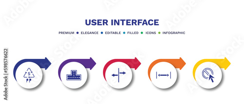 set of user interface filled icons. user interface filled icons with infographic template.flat icons such as 5 pp, crossroad, crossroads, gap, forbidden cursor vector.