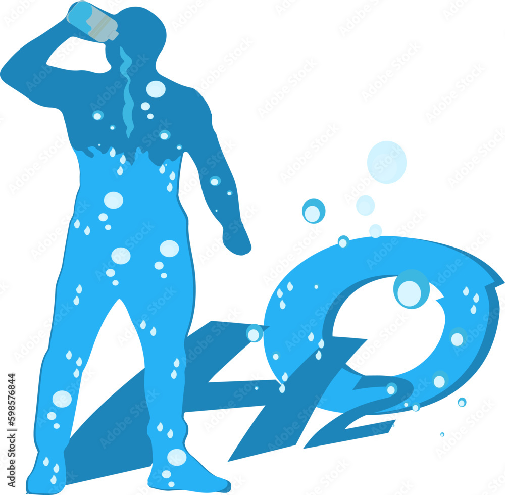 Water body balance concept. H2O level poster. Good metabolism, healthy nutrition and self care