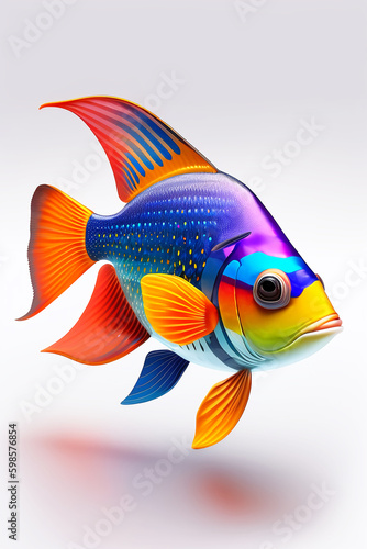 ai generator, artificial intelligence, neural network image. colorful sea fish on a white background. abstraction