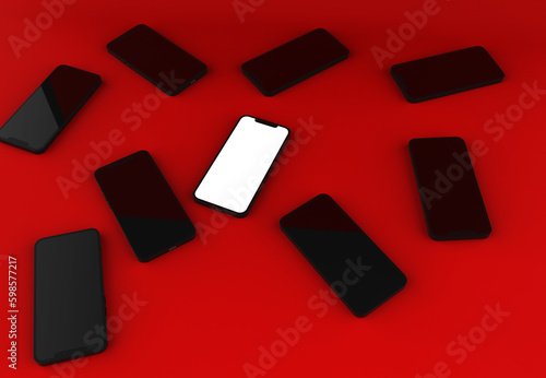 Mobile Phone Template Mockup. Different concept. 3D illustration.