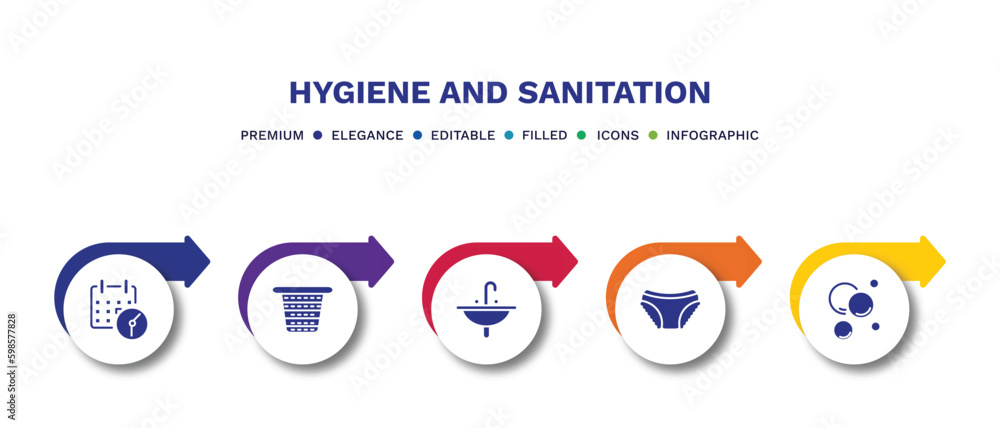 set of hygiene and sanitation filled icons. hygiene and sanitation filled icons with infographic template.flat icons such as appointment book, laundry basket, washbowl, underwear, bubbles vector. set of hygiene and sanitation filled icons. hygiene and sanitation filled icons with infographic template.flat icons such as appointment book, laundry basket, washbowl, underwear, bubbles vector.