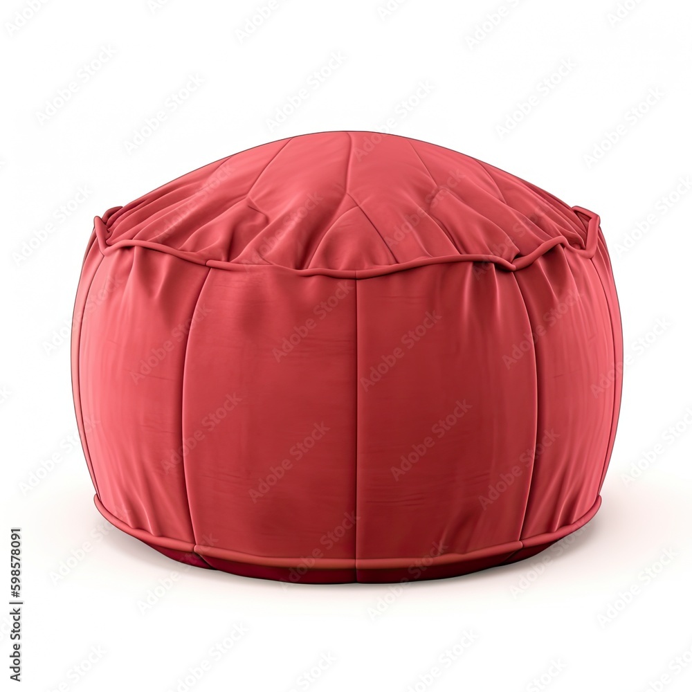 Cozy floor pouf with a removable cover isolated on a white background, generative ai Cozy floor pouf with a removable cover isolated on a white background, generative ai
