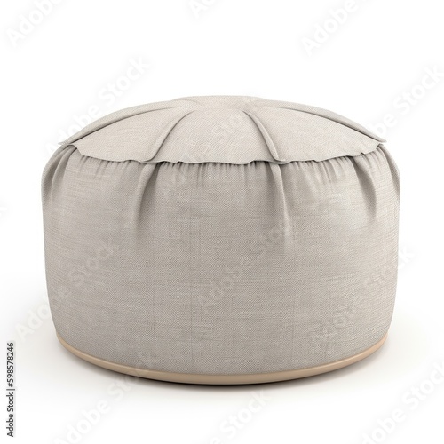  Cozy floor pouf with a removable cover isolated on a white background, generative ai