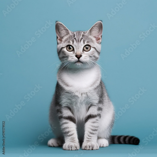 Studio shot of a cat sitting on a single color background © Julius