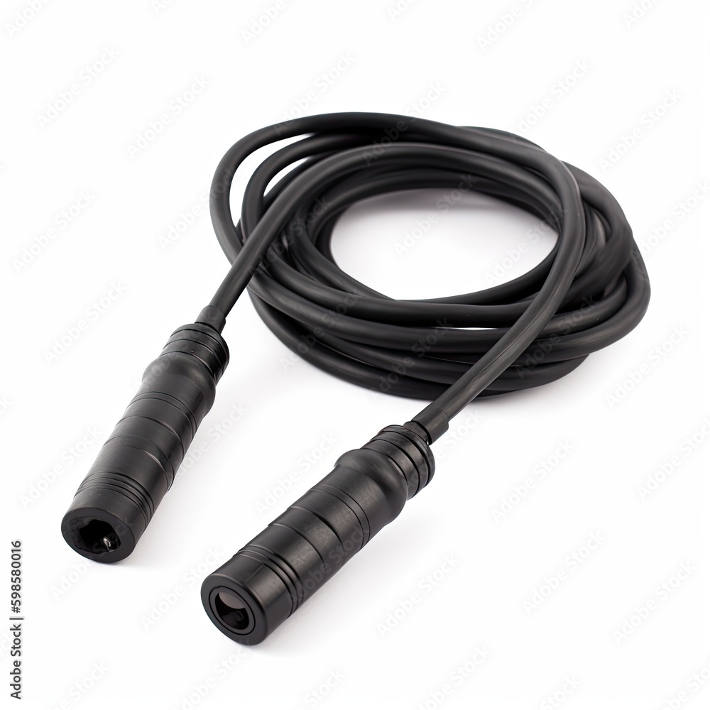 Heavy - duty jump rope with adjustable length isolated on a white background, generative ai Heavy - duty jump rope with adjustable length isolated on a white background, generative ai