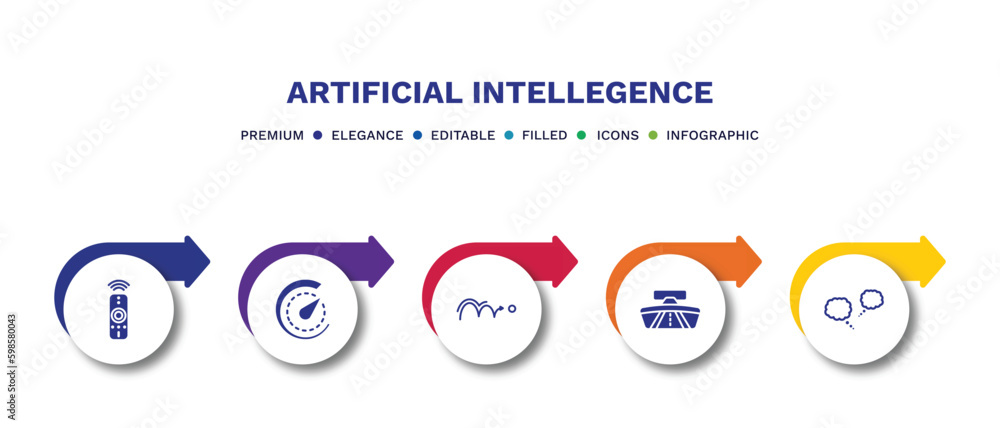 set of artificial intellegence filled icons. artificial intellegence filled icons with infographic template.flat icons such as remote control, velocity, motion, rearview mirror, chat vector. set of artificial intellegence filled icons. artificial intellegence filled icons with infographic template.flat icons such as remote control, velocity, motion, rearview mirror, chat vector.