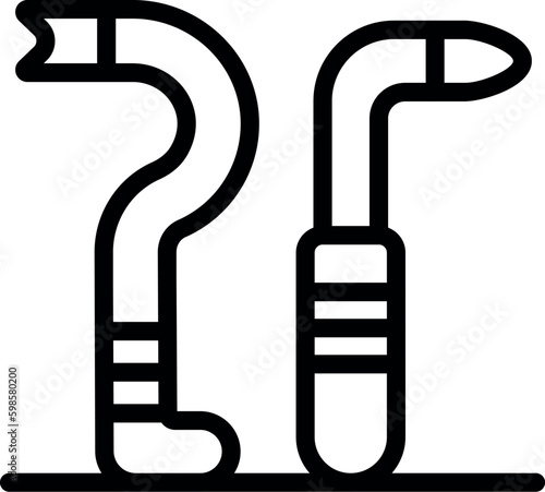 Double crowbar icon outline vector. Steel tool. Lever