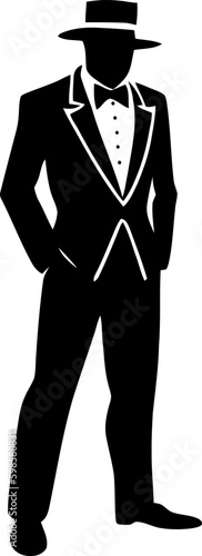 silhouette male gentleman stencil logo