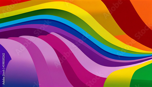 Abstract background colours of the Pride flag, the rainbow symbol of homosexual gay lesbian bisexual and transgender people known as the LGTB community, Generative AI stock illustration image