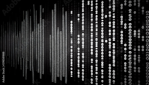 Binary computer matrix code data stream abstract background showing a coding transmission over the global internet network for cloud storage encryption  Generative AI stock illustration image