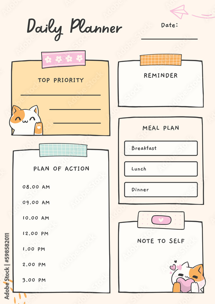 Cute Printable A4 Daily Planner