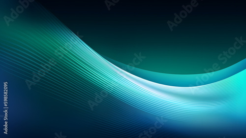 Obraz na plátně Digital technology green blue geometric curve abstract poster web page PPT backg