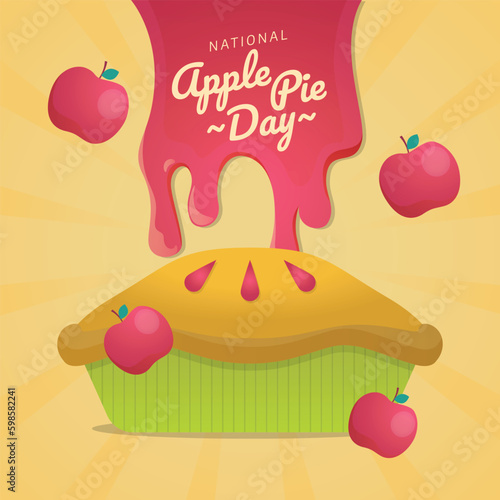 national apple pie day vector design for celebration. national apple pie day design template. apple pie with colorful design vector. apple and pie vector design. 