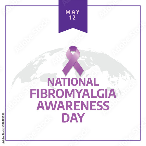 national fibromyalgia awareness day design template for celebration. national fibromyalgia awareness day vector illustration with ribbon. purple ribbon vector design. flat ribbon design.