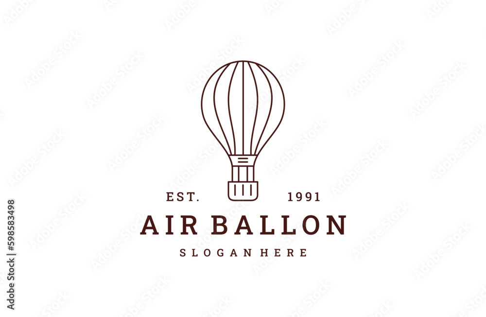 Naklejka premium Air ballon logo vector icon illustration hipster vintage retro .