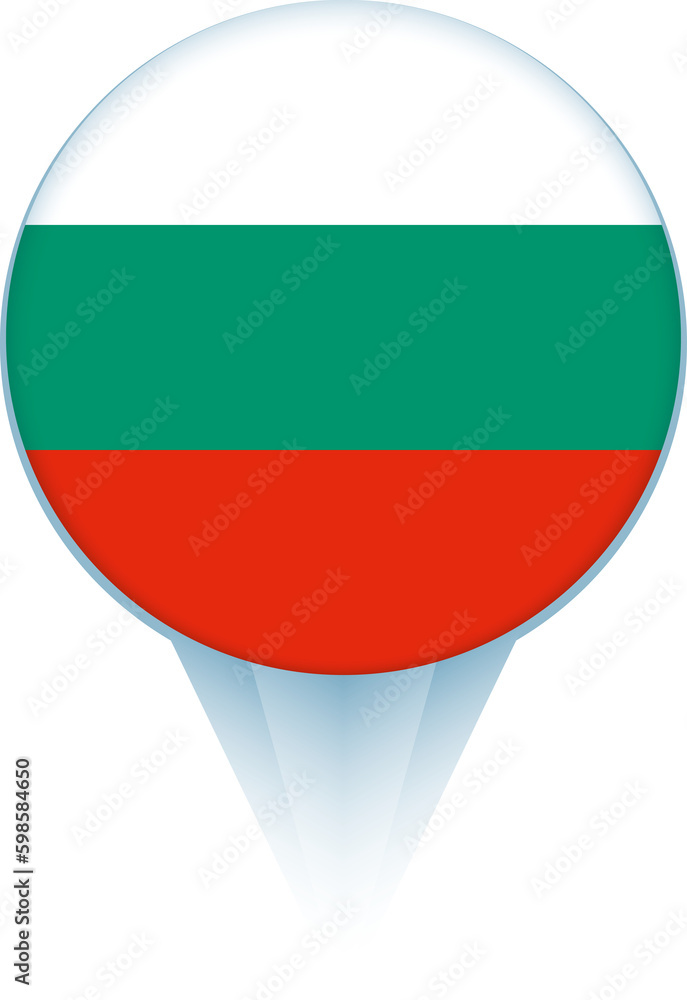 Map pointer with flag of Bulgaria. Map pointer with flag of Bulgaria.