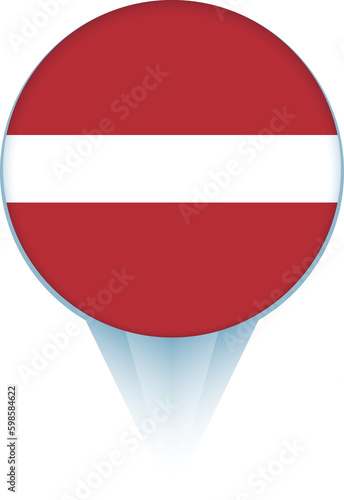 Free Download Map pointer with flag of Latvia. - GFXLoad