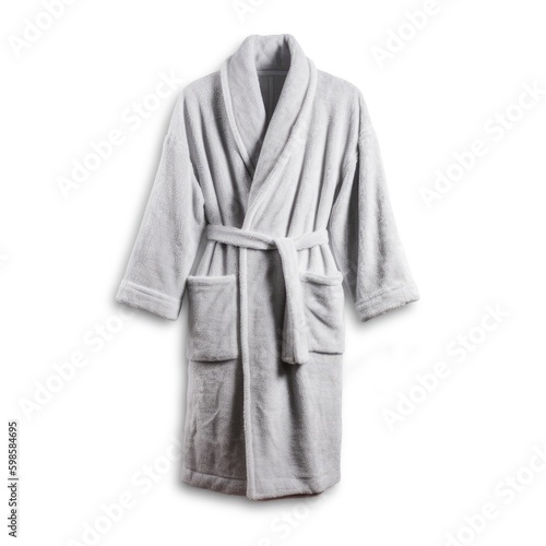  Soft plush bathrobe isolated on a white background, generative ai