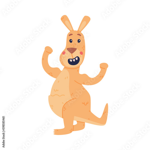 Funny Kangaroo Marsupial Animal Showing Strong Muscles Vector Illustration