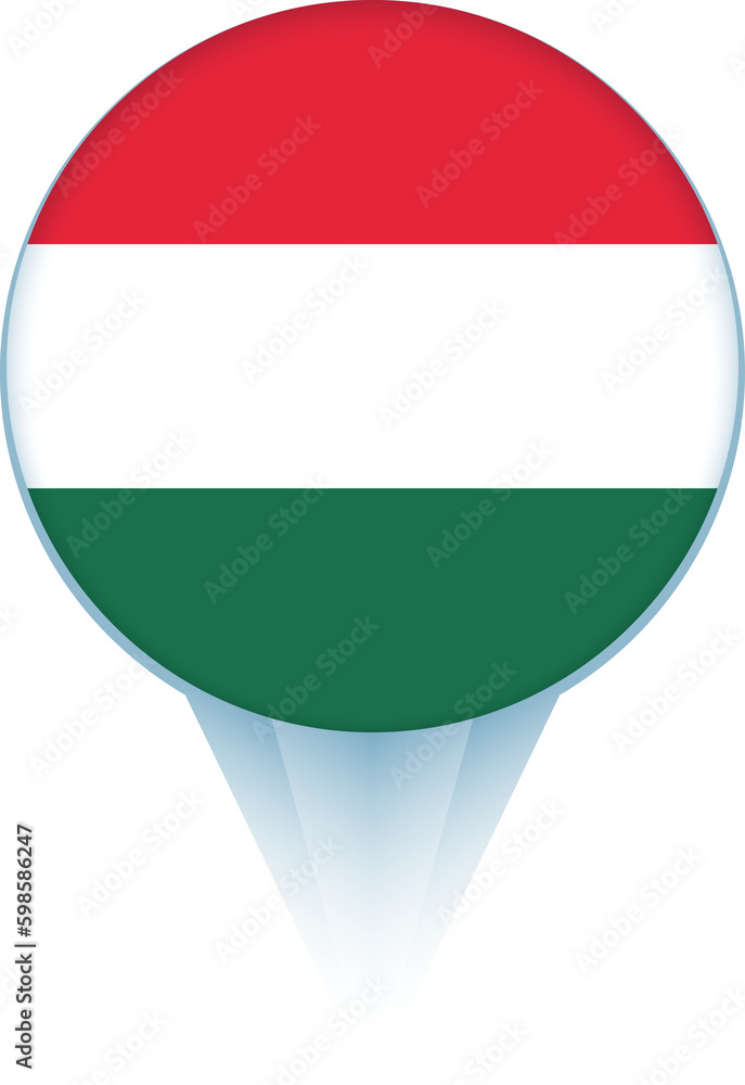 Map pointer with flag of Hungary. Map pointer with flag of Hungary.