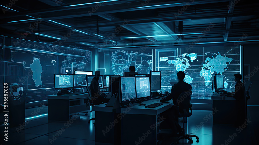 People in an cyber security office for data protection