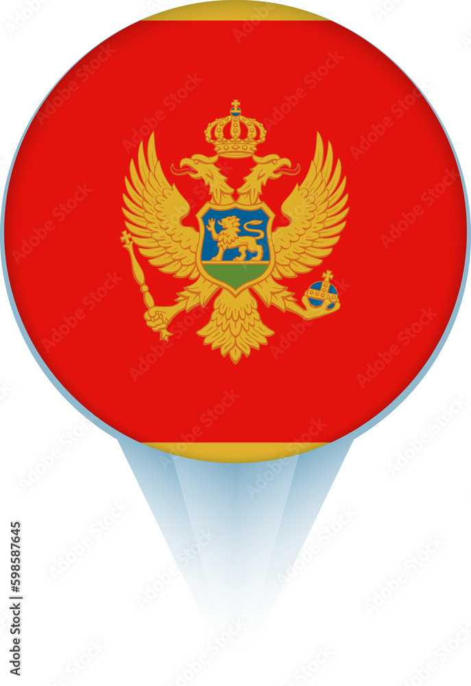 Map pointer with flag of Montenegro. Map pointer with flag of Montenegro.