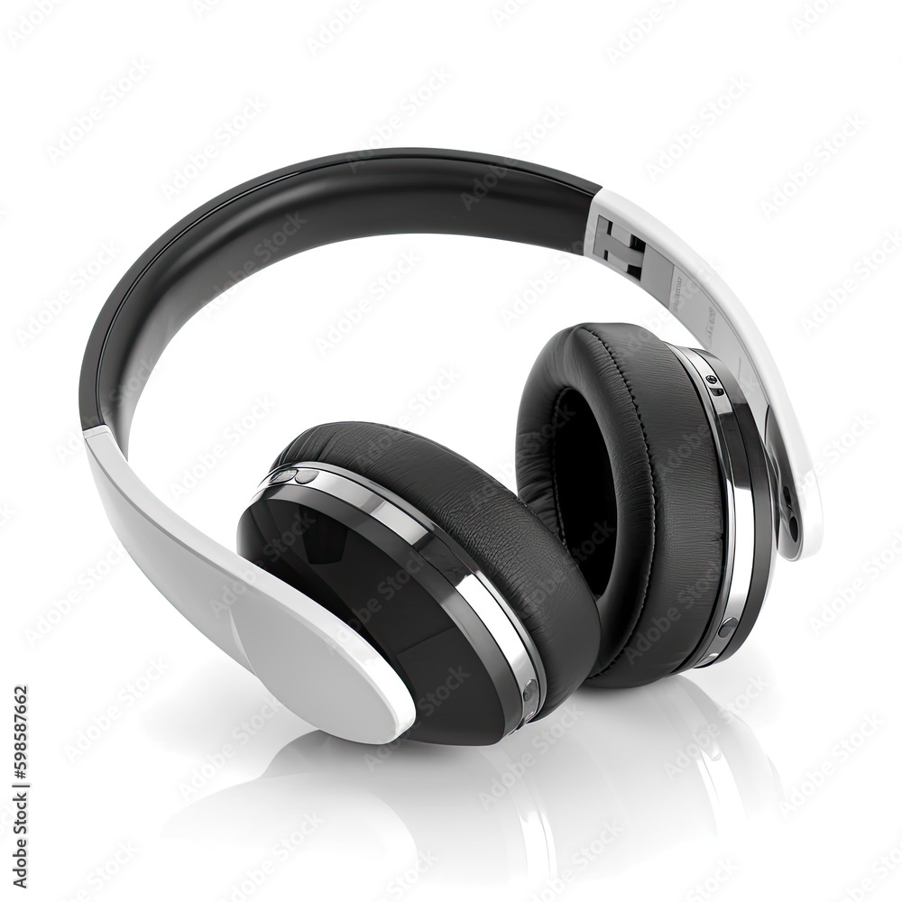 Wireless Bluetooth headphones isolated on a white background, generative ai Wireless Bluetooth headphones isolated on a white background, generative ai