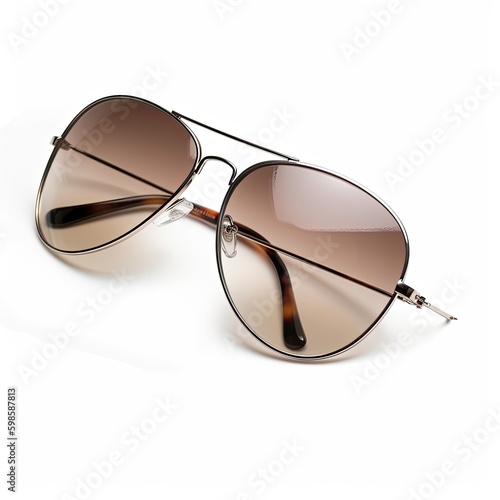  Women's aviator sunglasses with polarized lenses isolated on a white background, generative ai