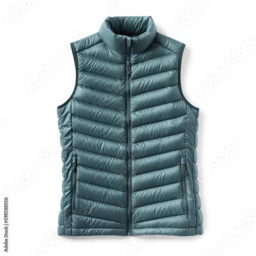  Women's lightweight down vest with a packable design isolated on a white background, generative ai photo
