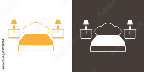 Bedroom interior icon. Flat design. Vector illustration.