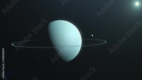 Uranus Planet with it's ring in outer-space in Solar System photo