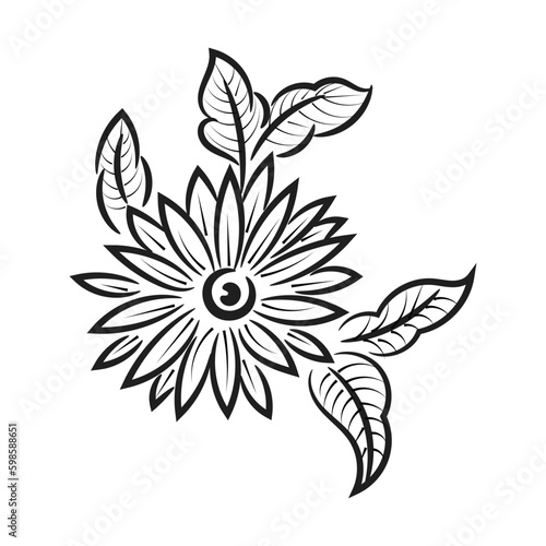 Hand drawn floral doodle background. Flat design abstract leaves design for greeting card invitation