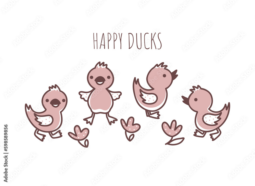 Fototapeta premium Cute baby duck kids collection