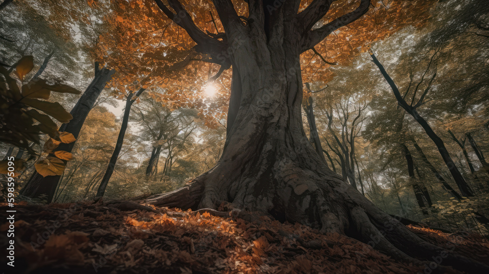 tree nature forrest spring autumn Generative AI, Generativ, KI