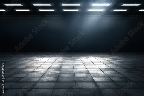 empty dark room stage spotlights background Generative AI © pickypix