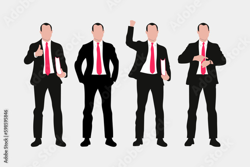 Corporate man vector silhouette A cartoon of a man in a suit with a red tie.