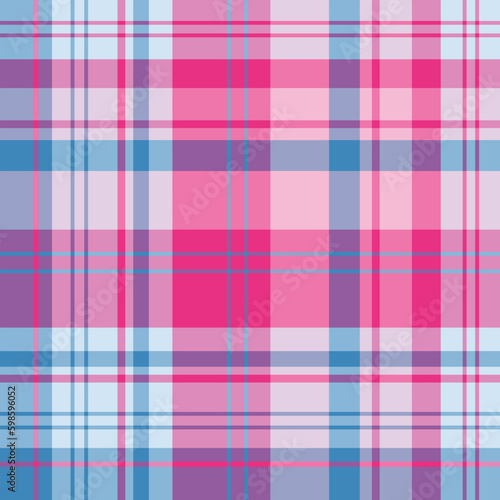 Seamless pattern in exciting blue and pink colors for plaid, fabric, textile, clothes, tablecloth and other things. Vector image.