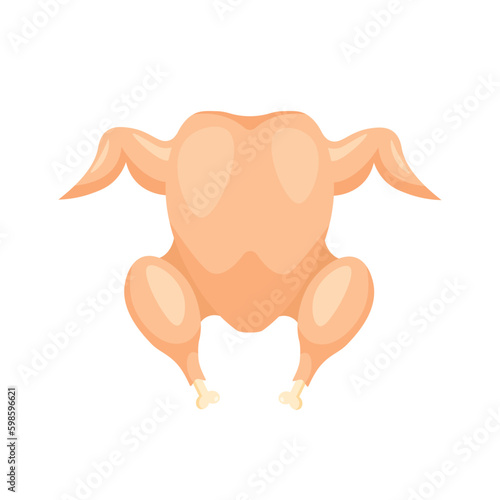 Fresh full turkey or chicken. Design element. Vector illustration in trendy flat style isolated on white background.