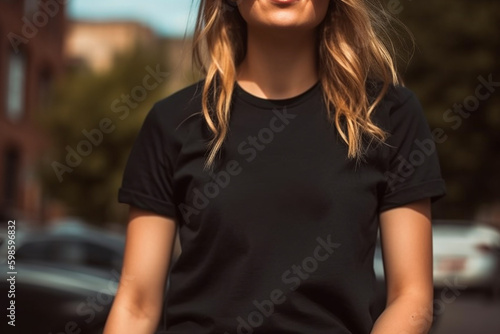 lifestyle black t shirt mockup design ai generated art Generative AI photo