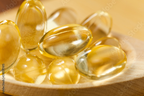 Gel capsules macro. Nutritional Supplements, Vitamins. Omega 3, multivitamins, Calcium, antibiotics. Health. Immunity