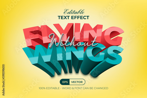 3D Text Effect Curved Style. Editable Text Effect.
