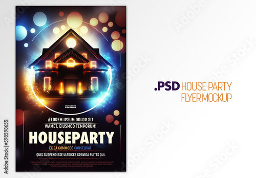House party flyer or poster design with generative ai background