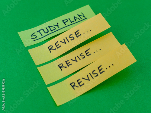 Photos Revision - Revise, revise, revise, as study plan in an isolated background