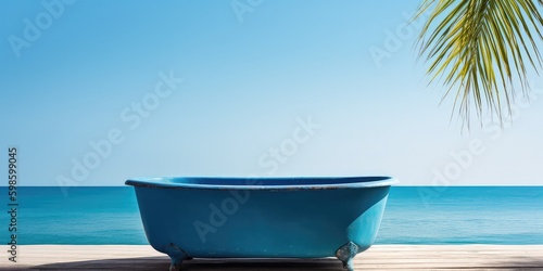 bathtub at beach with generative ai   © Daunhijauxx