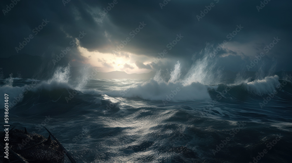 Fototapeta premium sea ocean water sky landscape storm Generative AI, Generativ, KI