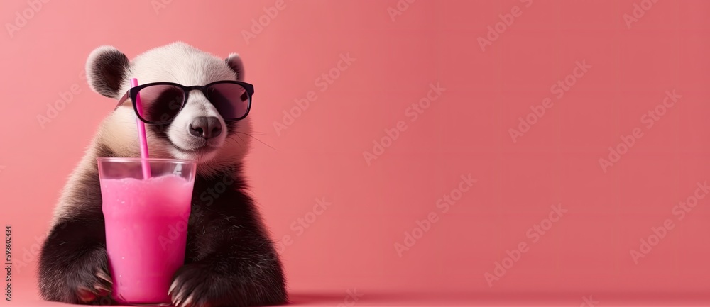 panda  with sunglasses summer and vacation concepts. generative ai