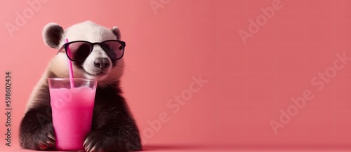 panda with sunglasses summer and vacation concepts. generative ai