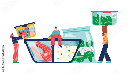 Frozen and storage of food for conservation and preservation, vector isolated.