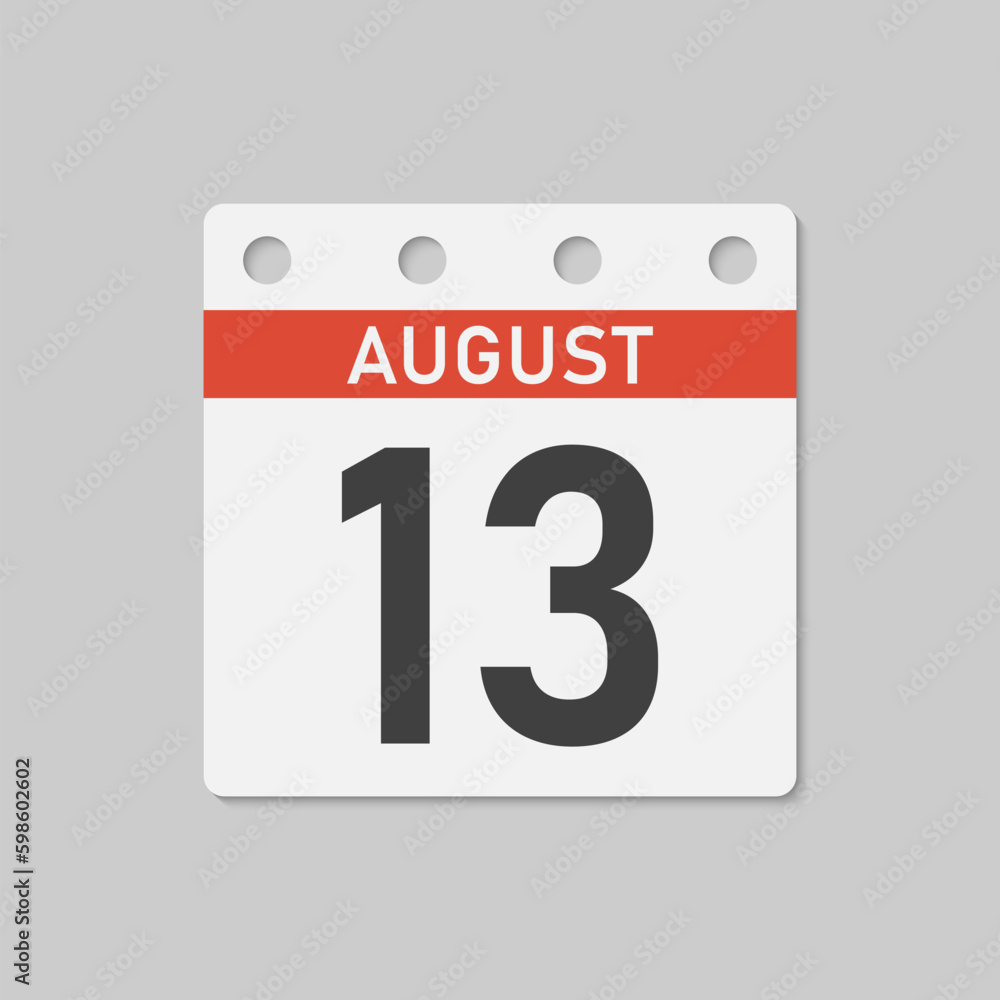 Fototapeta premium Icon page calendar day - 13 August